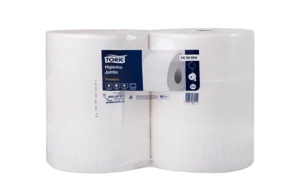 Papel Higiénico Jumbo Tork Doble Hoja - 6 Rollos De 250 Metros c/u por Paquete